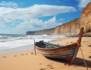 linoventura beach view in south portugal with fisher boats on t 30617f0b 860d 42a7 ae8bc167cddcb6d
